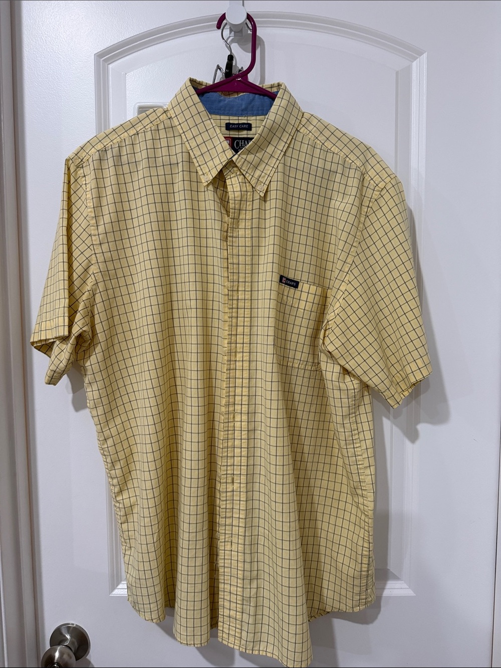 Chaps Yellow Windowpane Short-Sleeve Button-Down Shirt